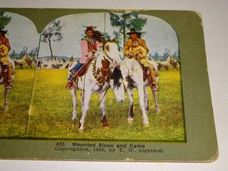 1899 Vintage Mounted Sioux And Camp T.  W.  Ingersoll Stereoview Card