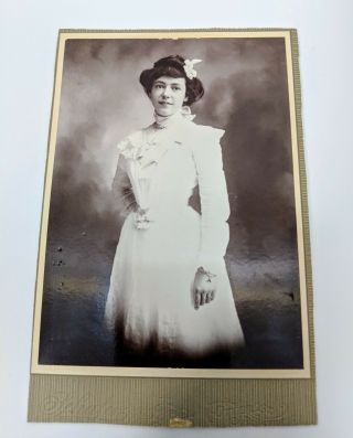 Young Woman With White Dress Cabinet Card Photo Photograph