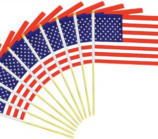 Usa American Flags 12 Pack Small 11x17 With Mini Wood Pole Hand Held Stick
