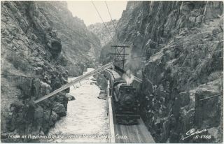 Rppc Photo Postcard Hanging Bridge Royal Gorge Colo D&rgw Engine 1801 Sanborn