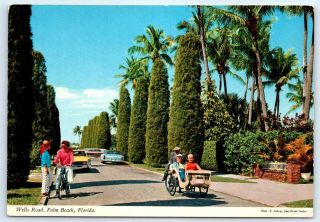 Postcard Fl Palm Beach Wells Road Photo View Vtg Old Cars H5