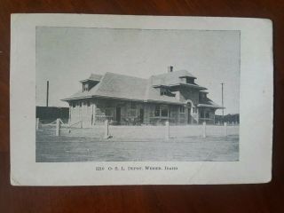 Weiser Idaho O.  S.  L.  1913 Train Station Railroad Postcard No.  5210