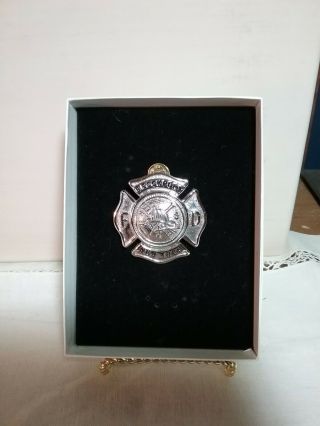Firemans Hat Badge Pin - Brockport York F.  D.  - Silver