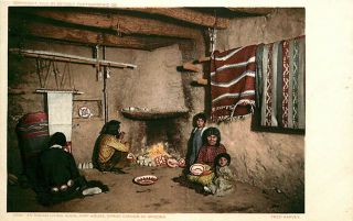 Fred Harvey Postcard Hopi House Indian Living Room,  Grand Canyon Of Arizona 1905