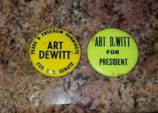 Art Dewitt Eldridge Cleaver Peace And Freedom Party Political Campaign Pinback