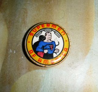 Superman Membership Club Pinback Pin 1940s Premium