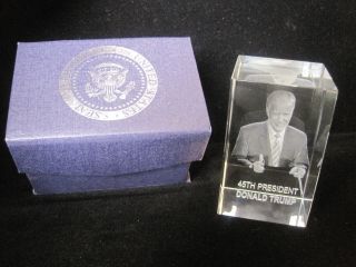 Collectible Donald Trump Inauguration 3d Laser Etched Glass Paperweight,  Style 1