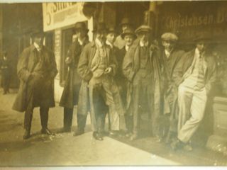 Ten Men on a York Street 1910 B&W Photo 2.  5 