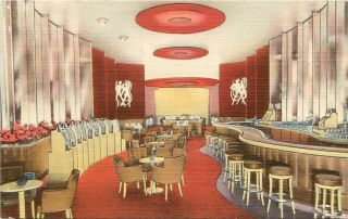Vintage Linen Postcard Reno Nv Elegant Art Deco Interior Trocadero Supper Club
