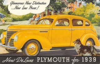 Plymouth Car Deluxe Model For 1939,  Advertising Postcard