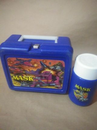 Vintage 1985 Mask M A S K Thermos Brand Blue Plastic Lunch Box With Thermos