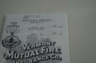 Vermont Mutual Fire Insurance Company Policy Expired 1914/19 Ephemera Lithograph 5