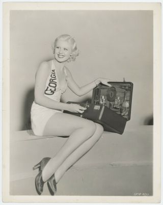 Vintage Art Deco Peroxide Blonde Leggy Pin Up Travel Vanity Hollywood Photograph
