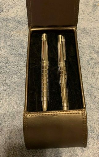 Bsa Boy Scout Cse Winners Circle Pen Set With Leather Case Silver