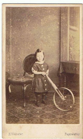 Cdv - Young Boy With A Toy Wheel By H Webster Bayswater,  London