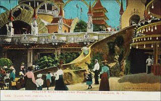Amusement Park: Helter Skelter Ride,  Luna Park,  Coney Island,  Ny.  Pre - 1908.
