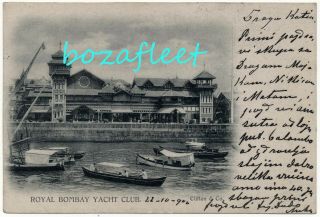 1902 Bombay - Royal Yacht Club/india Stamp&sea Post Office/used Antique Postcard