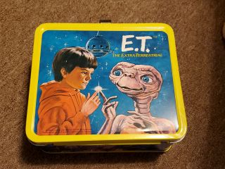 Vintage 1982 E.  T The Extra Terrestrial Metal Lunch Box With Thermos