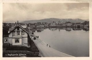 Reykjavik,  Iceland,  Tjornin Lake & Surroundings Overview,  Real Photo Pc C 1920 