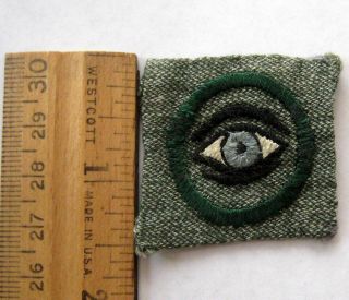 Rare 1928 - 1933 Girl Scout Observer Finder Badge Grey Square Open Eye Patch
