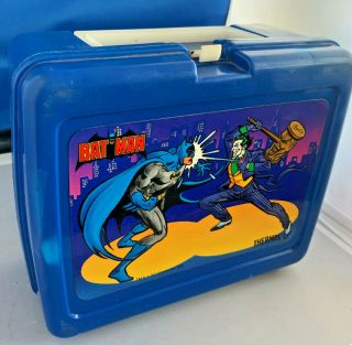 Scarce Vintage Batman 1982 Plastic Lunch Box With Thermos.  In.