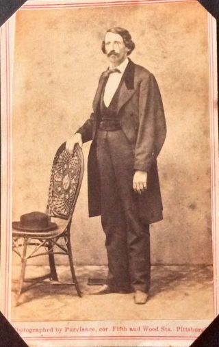 Cdv Civil War Era Gentleman Full Length Pose Purviance Pittsburgh Pa.
