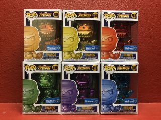 Funko Pop Chrome Thanos Wal - Mart Exclusive Full Set Of 6