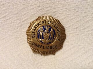 Old Obsolete Department Of Commerce Compliance Police Badge York