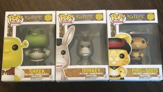 Funko Pop Movies Shrek Donkey & Puss In Boots Vinyl Figure 278 279 280