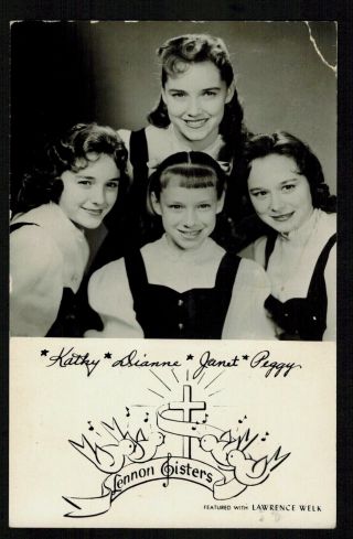 Collectible 1960 Photo Postcard: Singers Dianne,  Peggy,  Kathy,  Janet Lennon Sisters
