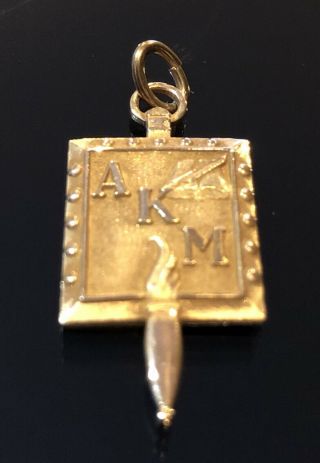 Vtg Alpha Kappa Mu 1/5 10k Gold Filled Charm Necklace Bracelet Case Euc