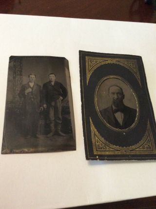 2 Antique Tin Photos Of Men 3