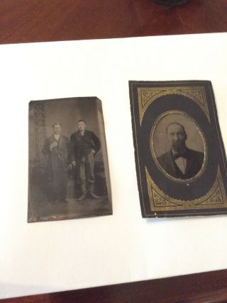 2 Antique Tin Photos Of Men 4