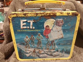 Vintage E.  T.  The Extra Terrestrial Metal Lunch Box 1982 With Thermos