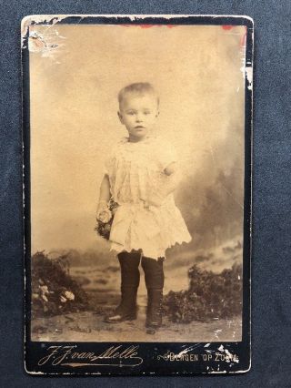 Netherlands Victorian Photo: Cabinet Card: Sweet Little Girl: Named RÜbsaan 1889