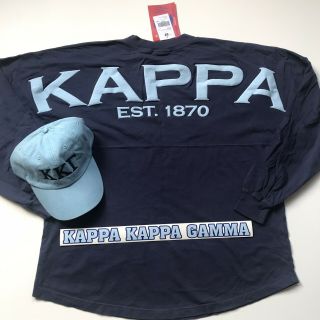 Kappa Kappa Gamma Sorority Long Sleeve Jersey Shirt Hat & Sticker Bundle