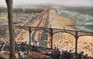 Beach From Sutro Heights,  San Francisco,  Ca Ocean Beach C1910s Vintage Postcard