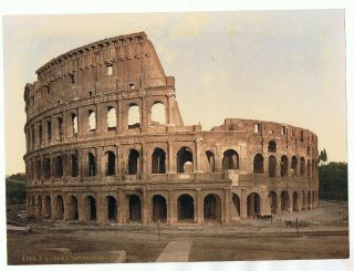 Unmounted Photochrom Photograph - Rome Roma Esterno Del Colosseo,  Italy