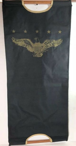 Vintage Unique Black Military Mourning Hanging Banner Eagle Five Stars Decor