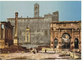 Unmounted Photochrom Photograph - Rome Roma Tempio Di Saturno Italy