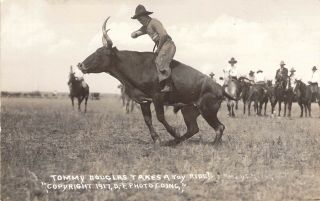 Rppc Real Photo,  Rodeo Bull Rider Tommy Douglas,  Montana,  Doubleday,  Old Postcard