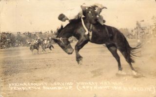 Old West,  Rppc Real Photo,  Yakima Canutt,  Bronco,  Pendleton Roundup,  Or,  Old Postcard