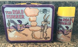 Vintage Metal Lunch Box With Thermos The Road Runner 1970 By Thermos