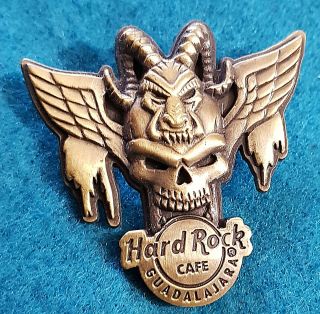 Guadalajara Bronze Winged 3d Skull Series Horned Beast Hard Rock Cafe Pin Le100