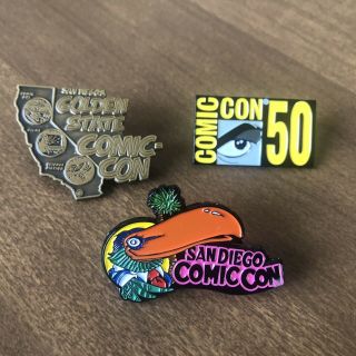 Sdcc 2019 San Diego Comic Con Attendee 50 Year Anniversary Logo Enamel 3 Pin Set