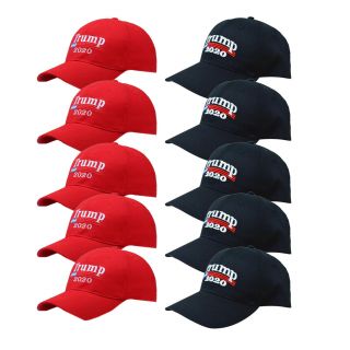 10 - Pack Trump 2020 Keep Make America Great Again Cap Embroidered Hat Black Red