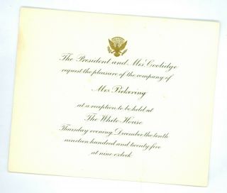 Vintage 1925 President Calvin Coolidge White House Reception Invitation Card