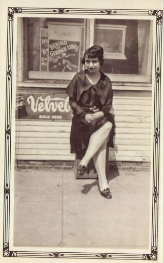 Vintage 1920s Photo Of Pretty Girl Legs Crossed Movie Poster Behind German Lines