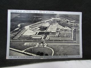 1940s Air View Rppc State Prison Jackson Michigan 57.  5 Acres Jail Real Photo