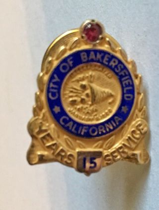 Bakersfield Police Dept.  Service And Id Pins Plus Belt Buckle From The 1960s